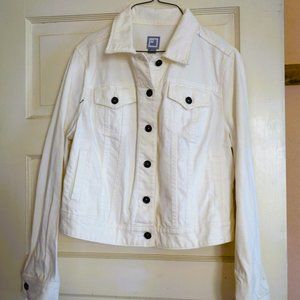 JCP/JC Penney's White Jean Jacket with Black Buttons size Large NWT